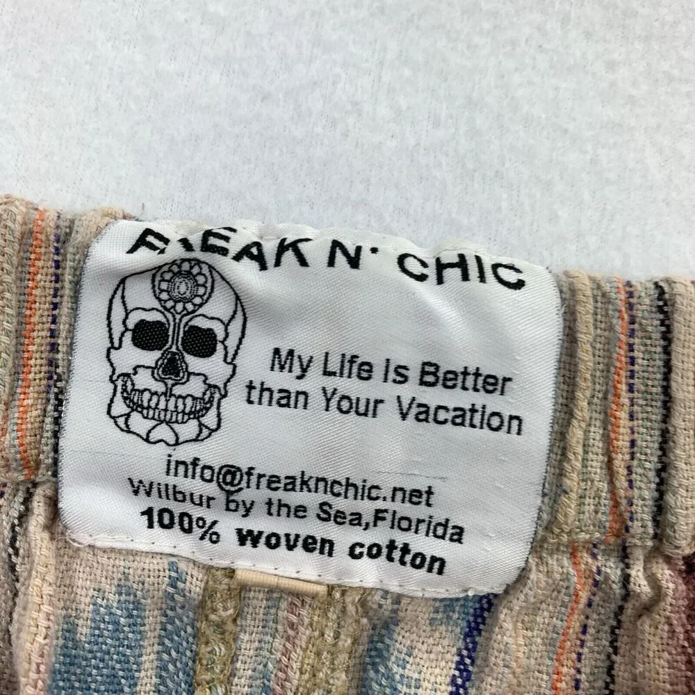 Freak N Chic 100% Woven Cotton Wide Leg Elastic Waist Drawstring Medium Beige M - Picture 4 of 8